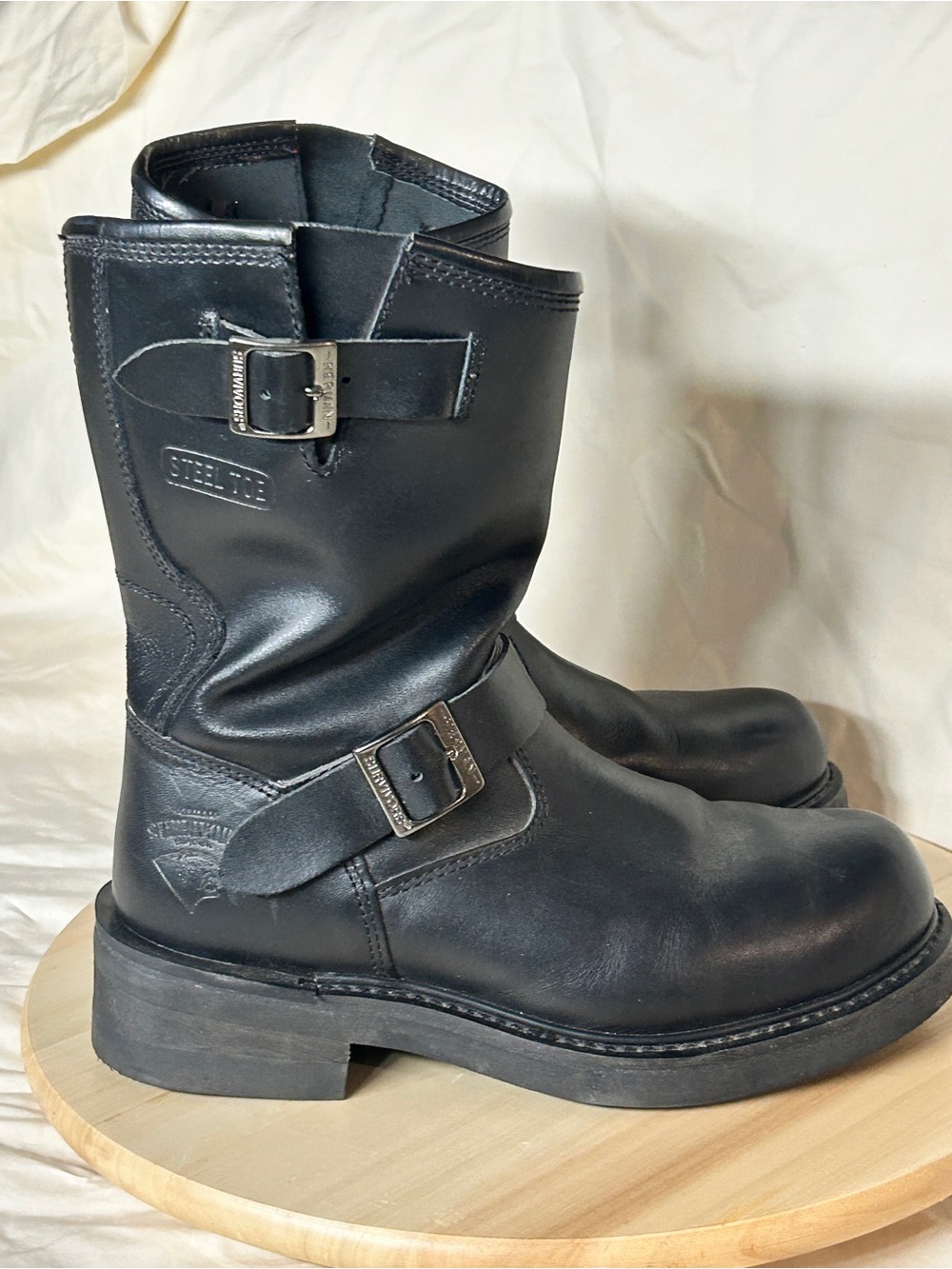 Herman Survivors Men’s Steel Toe Black Leather Harness Engineer Boots 8.5
